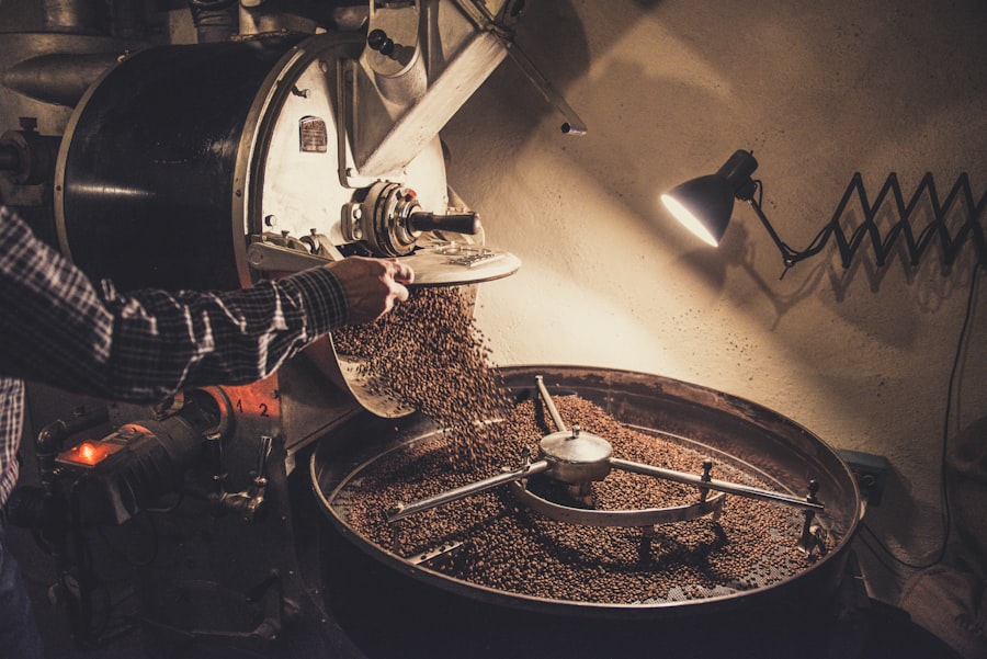 Interior of a small-batch coffee roastery with brewing equipment