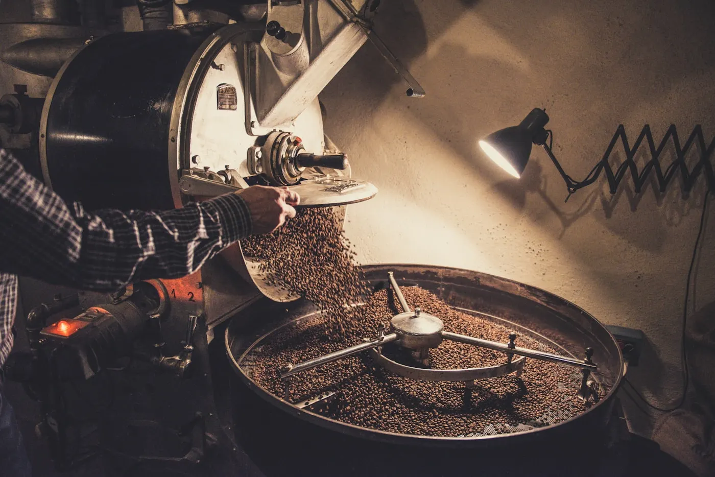 Interior of a small-batch coffee roastery with brewing equipment